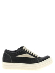 Rick Owens White/Black Lamb Leather Low Top Sneakers