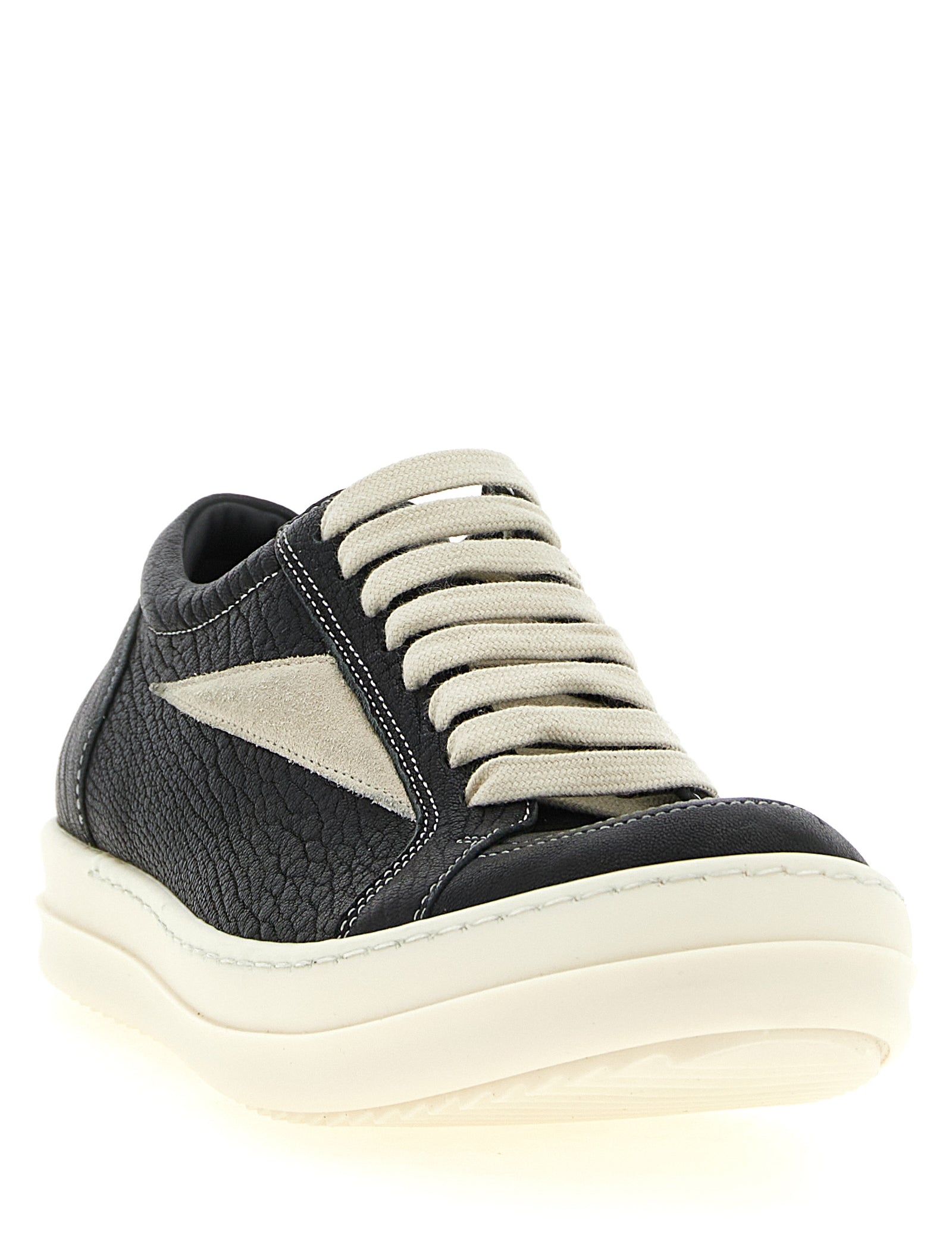 Black Lamb Leather Low Top Sneakers