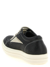Rick Owens White/Black Lamb Leather Low Top Sneakers