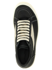 Rick Owens White/Black Lamb Leather Low Top Sneakers