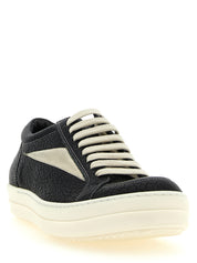 Rick Owens White/Black Lamb Leather Low Top Sneakers