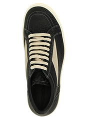 Rick Owens White/Black Lamb Leather Low Top Sneakers
