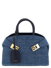 Ferragamo Blue Fabric Handbag