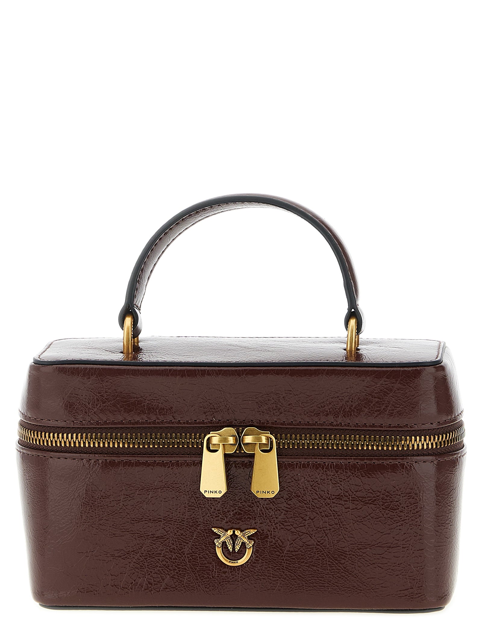 PINKO Bordeaux Calfskin Mini Crossbody Bag