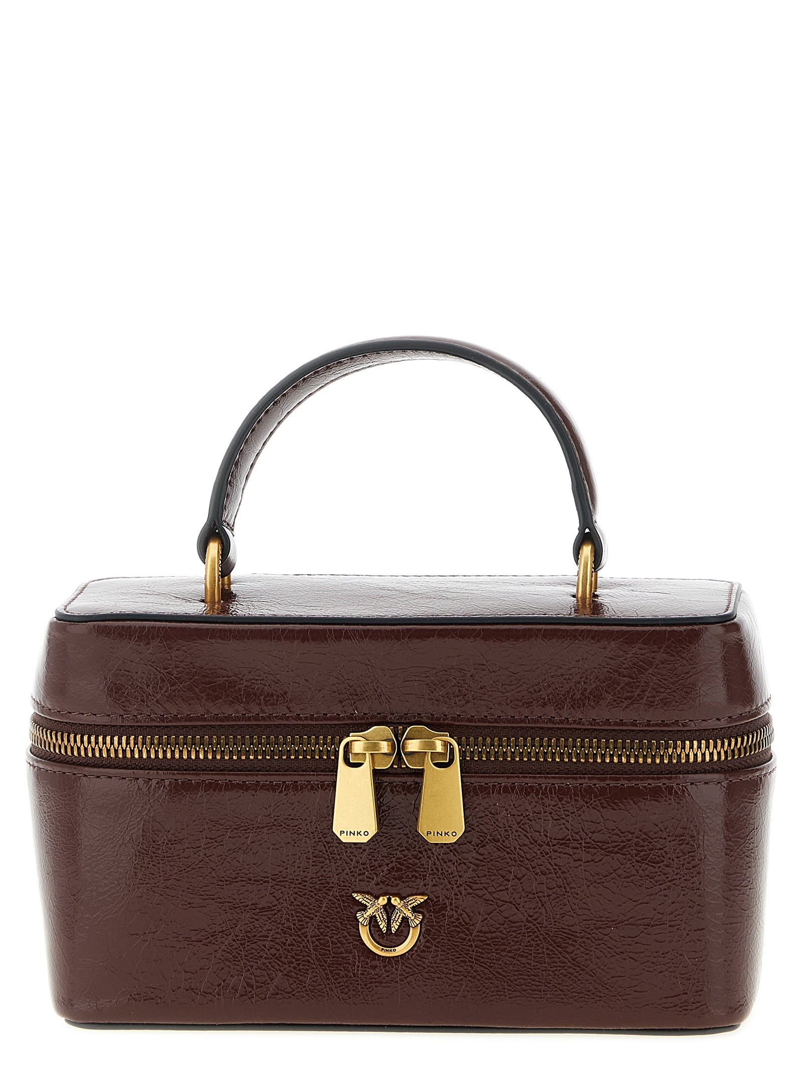 PINKO Bordeaux Calfskin Mini Crossbody Bag
