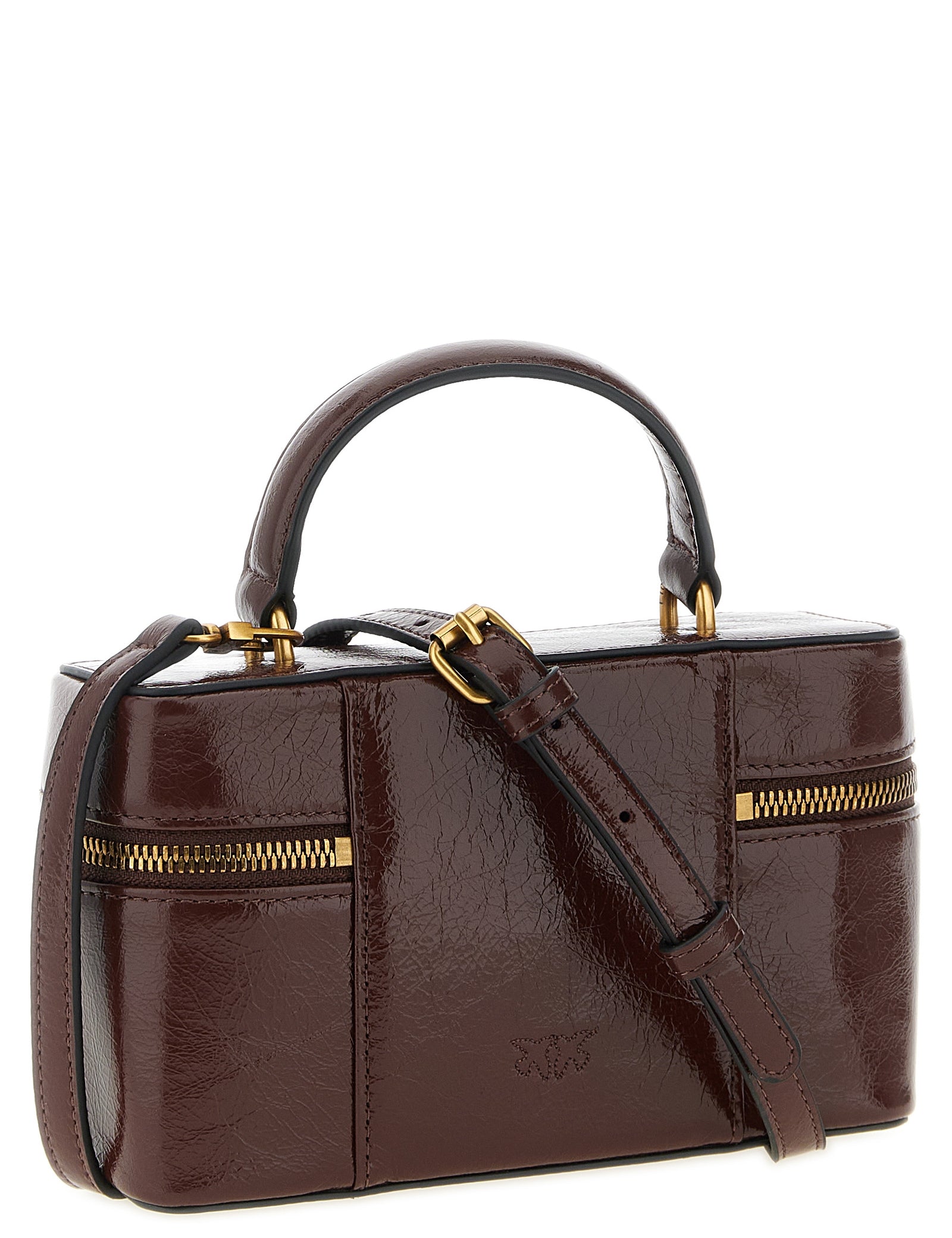 PINKO Bordeaux Calfskin Mini Crossbody Bag
