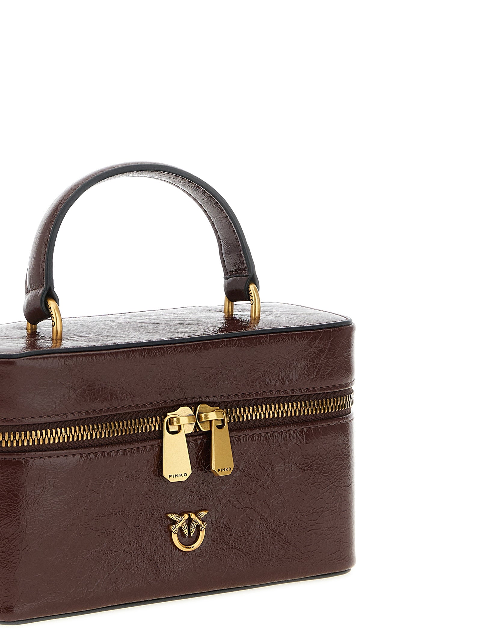 PINKO Bordeaux Calfskin Mini Crossbody Bag