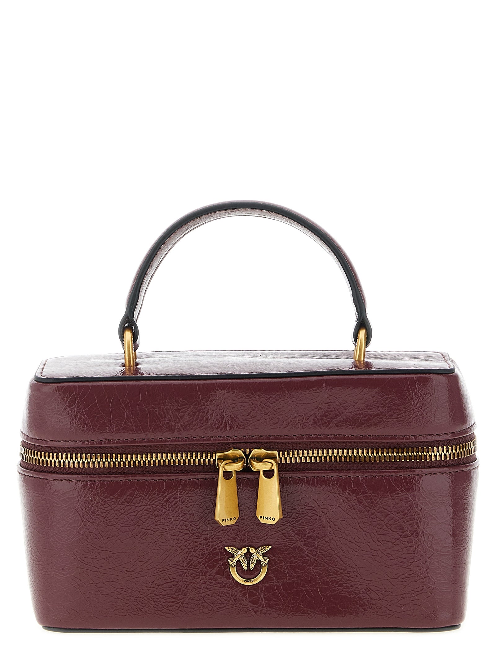 PINKO Bordeaux Calfskin Mini Crossbody Bag