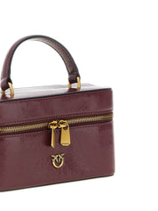 PINKO Bordeaux Calfskin Mini Crossbody Bag