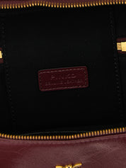 PINKO Bordeaux Calfskin Mini Crossbody Bag