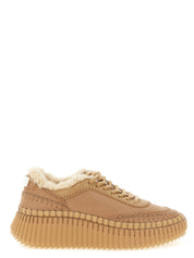 Chloé Beige Sheepskin Leather Chunky Sneakers