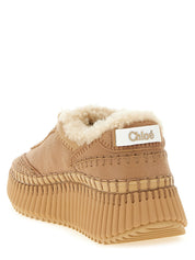 Chloé Beige Sheepskin Leather Chunky Sneakers