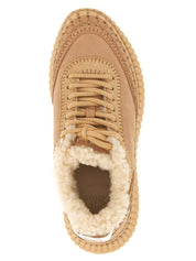 Chloé Beige Sheepskin Leather Chunky Sneakers