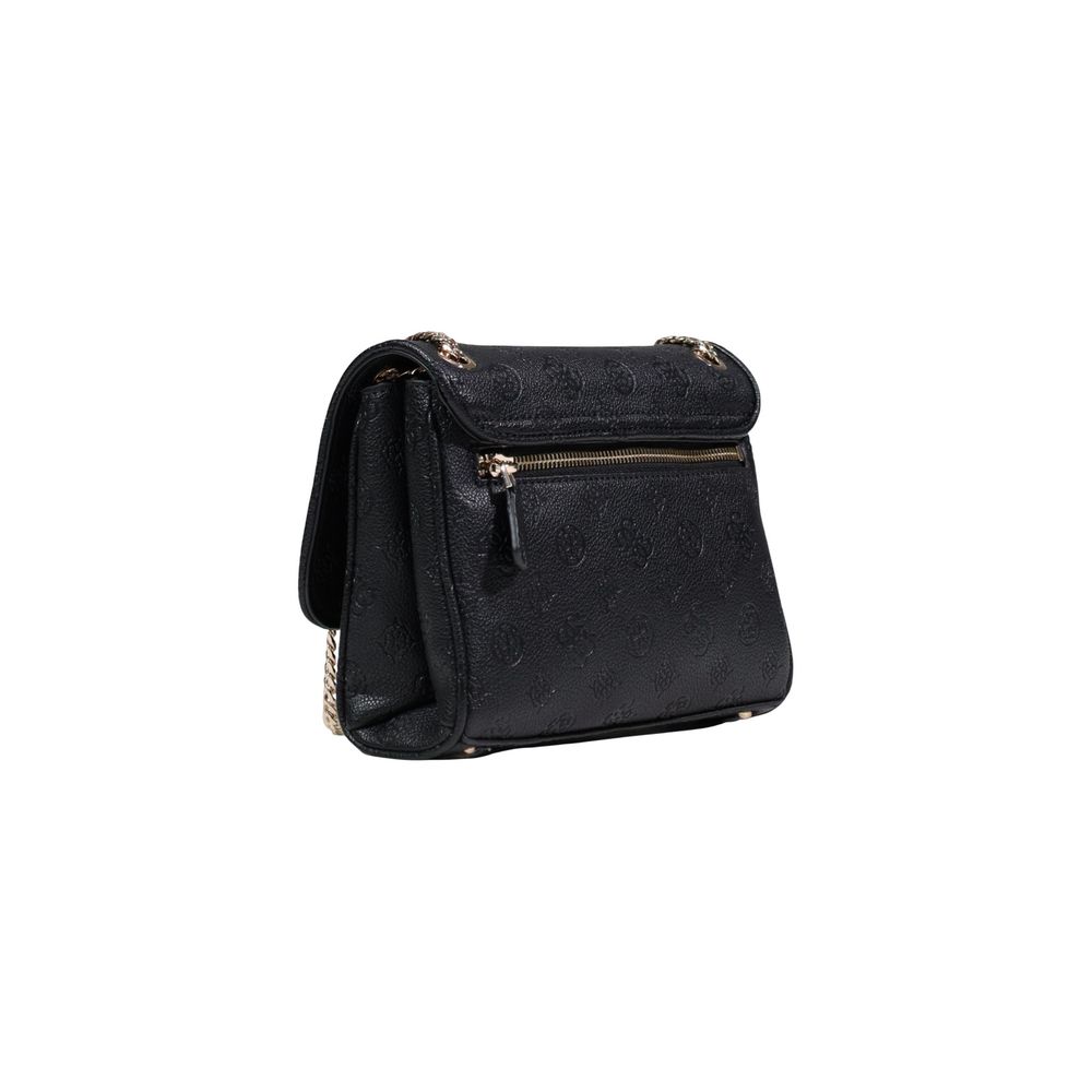 Guess Black Polyurethane Convertible Xbody Flap Handbag