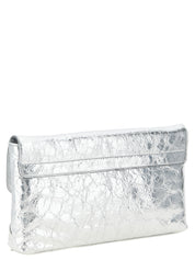 Balenciaga Silver Lamb Leather Clutch Bag