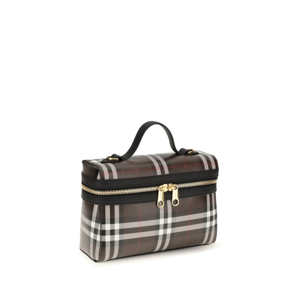 Burberry Chocolate Brown Coated Cotton Shoulder Bag