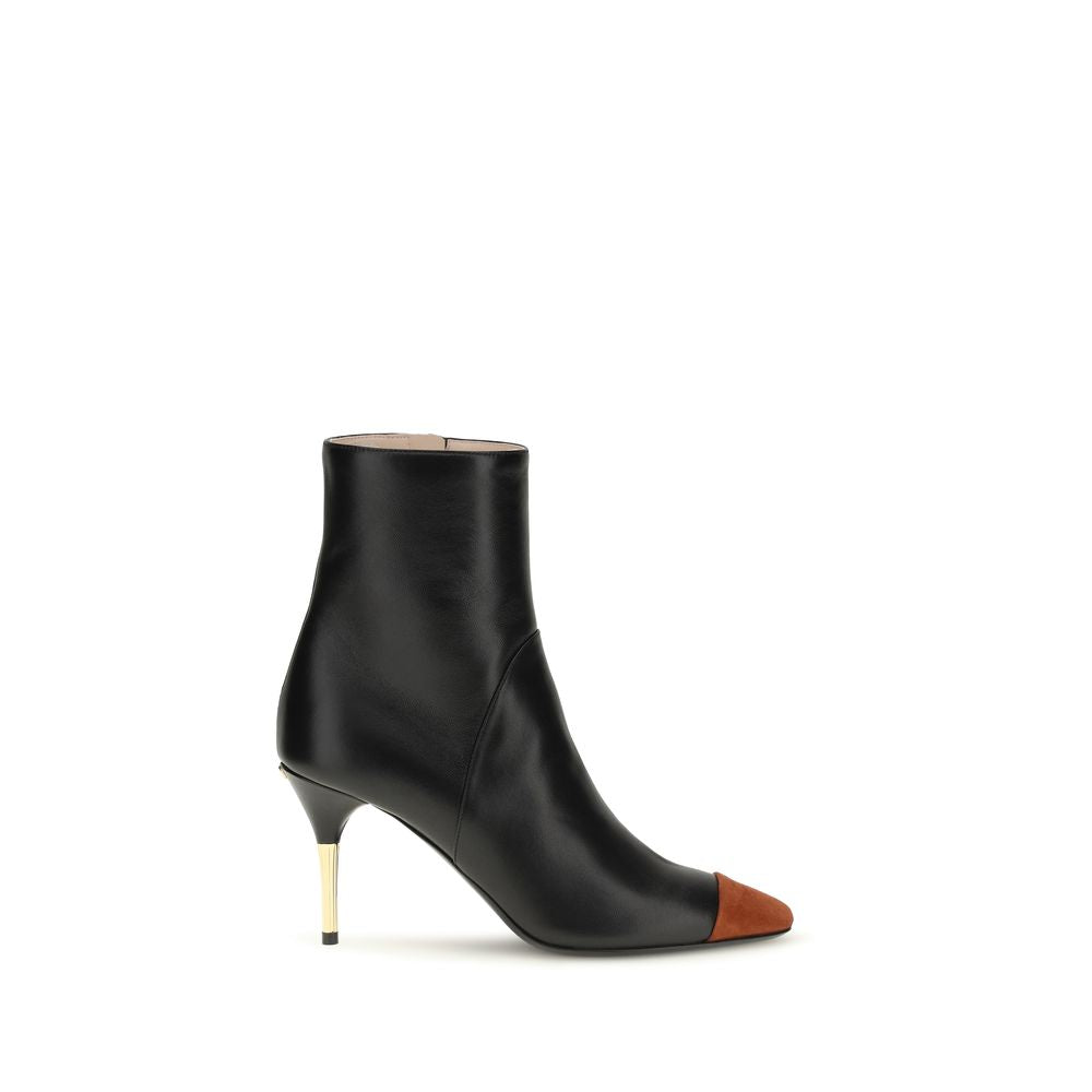 Valentino Garavani Black Calf Leather Ankle Boots