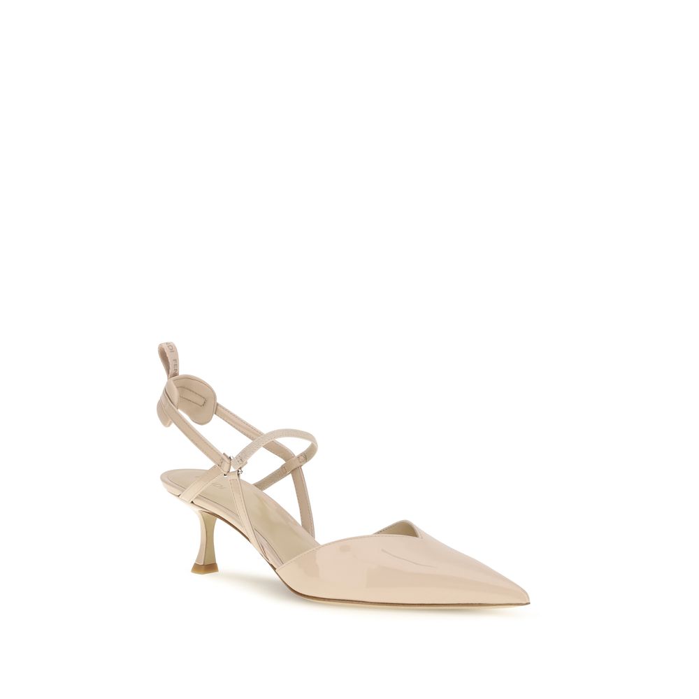 Fendi Beige Calf Leather Slingback Pumps
