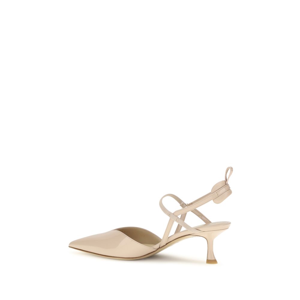 Fendi Beige Calf Leather Slingback Pumps