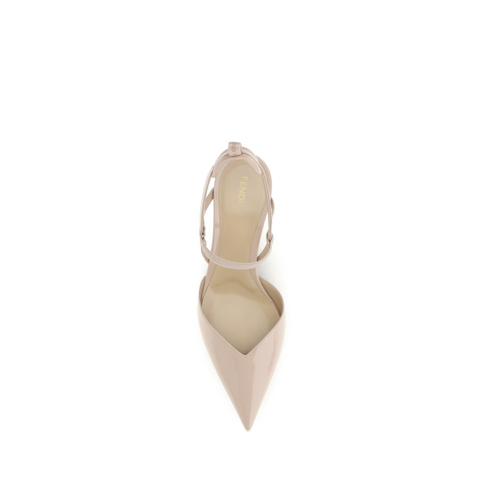 Fendi Beige Calf Leather Slingback Pumps