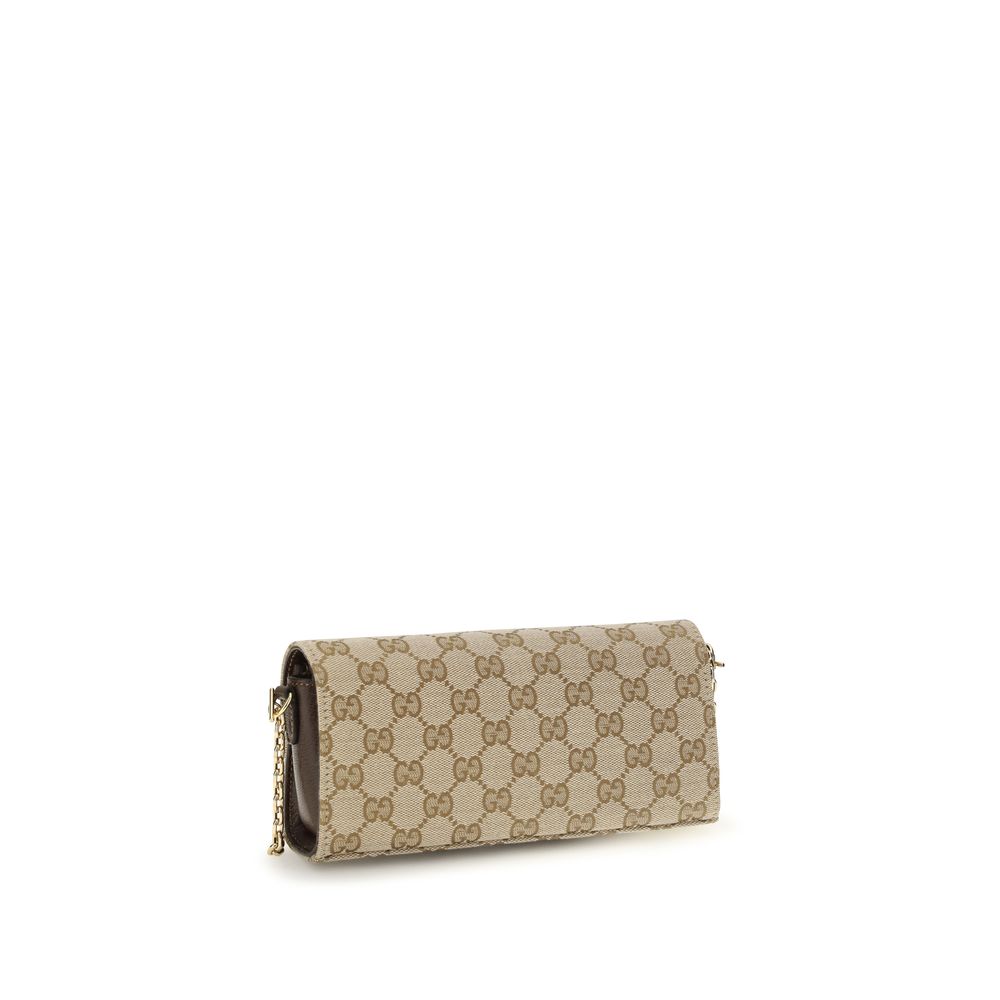 Gucci Beige Fabric Chain Wallet