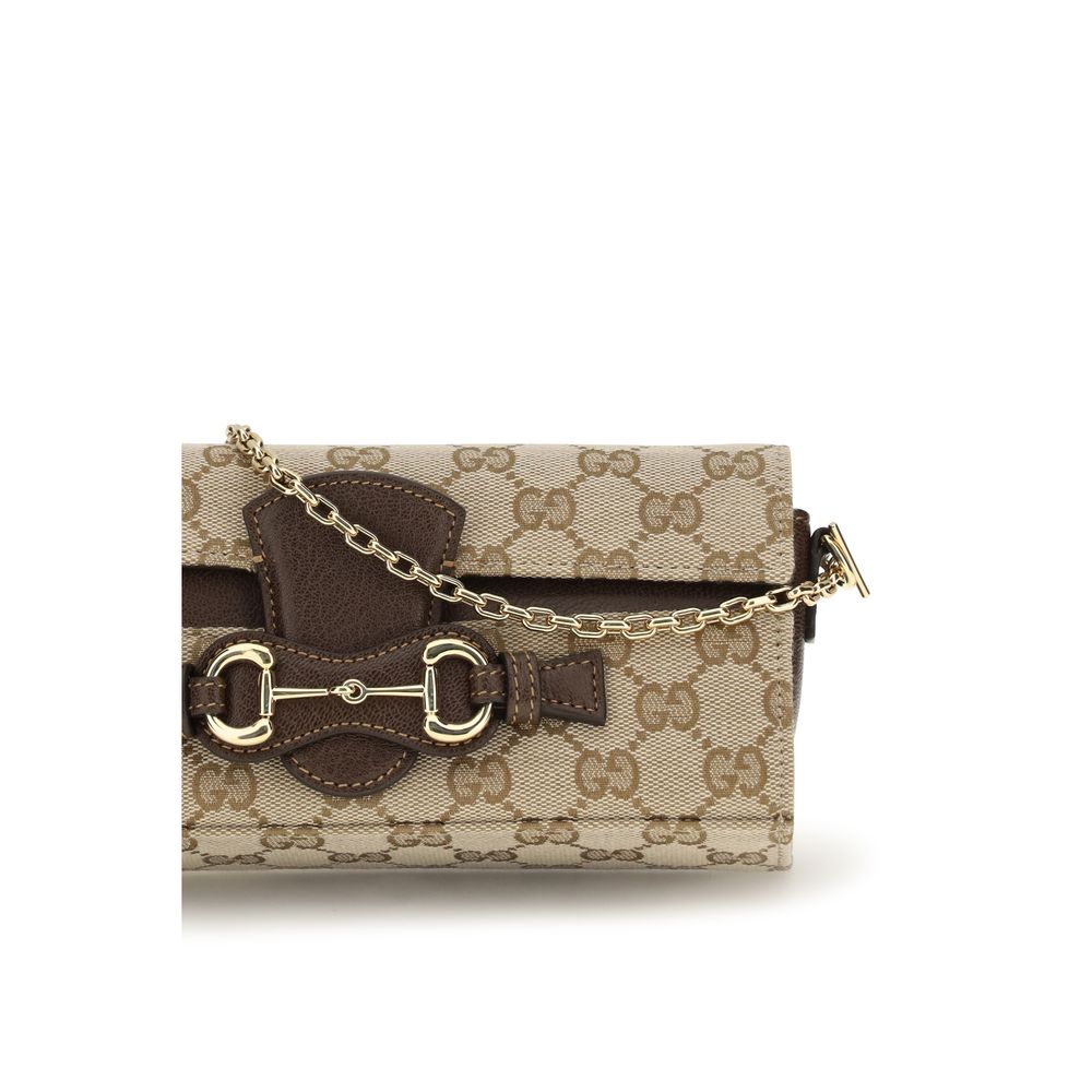 Gucci Beige Fabric Chain Wallet