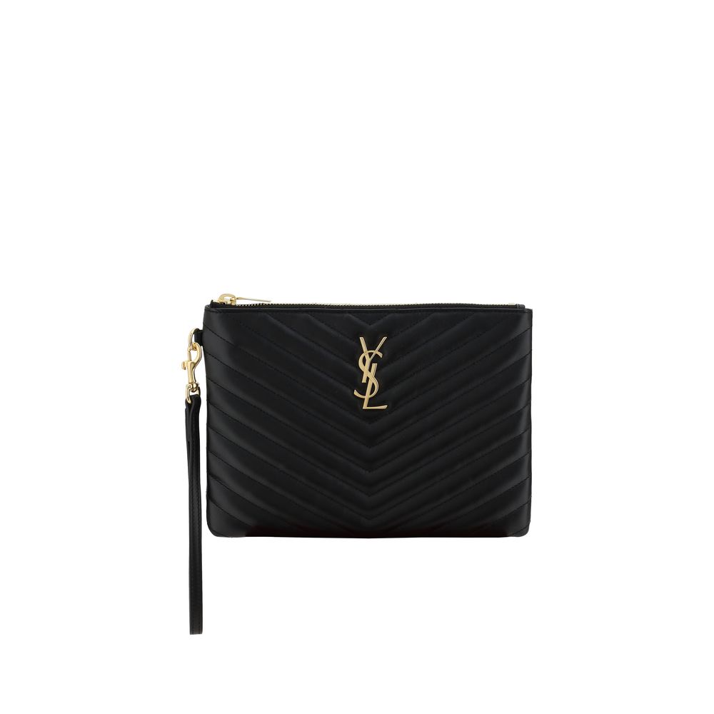 Saint Laurent Black Calf Leather Clutch Bag