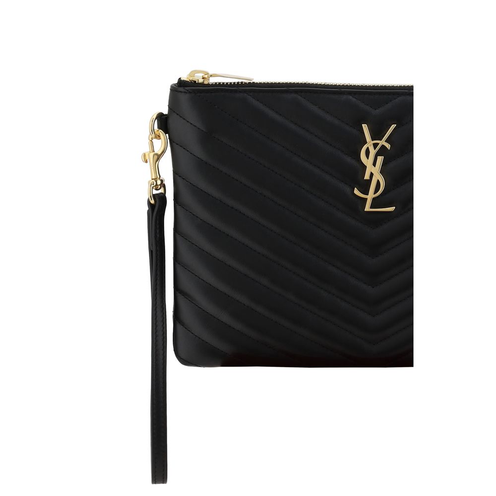 Saint Laurent Black Calf Leather Clutch Bag