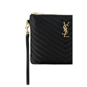 Saint Laurent Black Calf Leather Clutch Bag