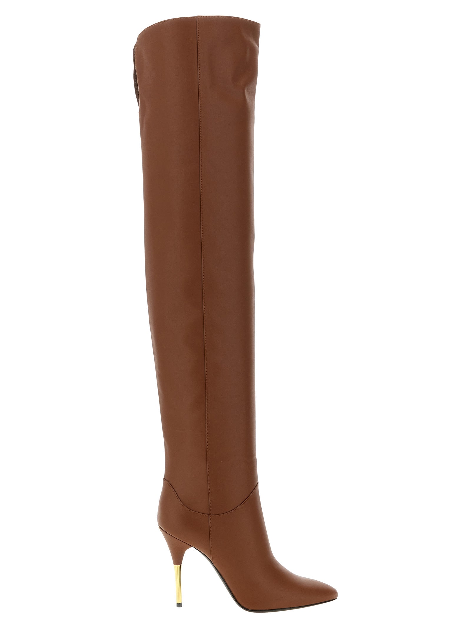 Valentino Garavani Brown Calfskin Over The Knee Boots