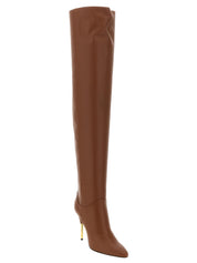 Valentino Garavani Brown Calfskin Over The Knee Boots