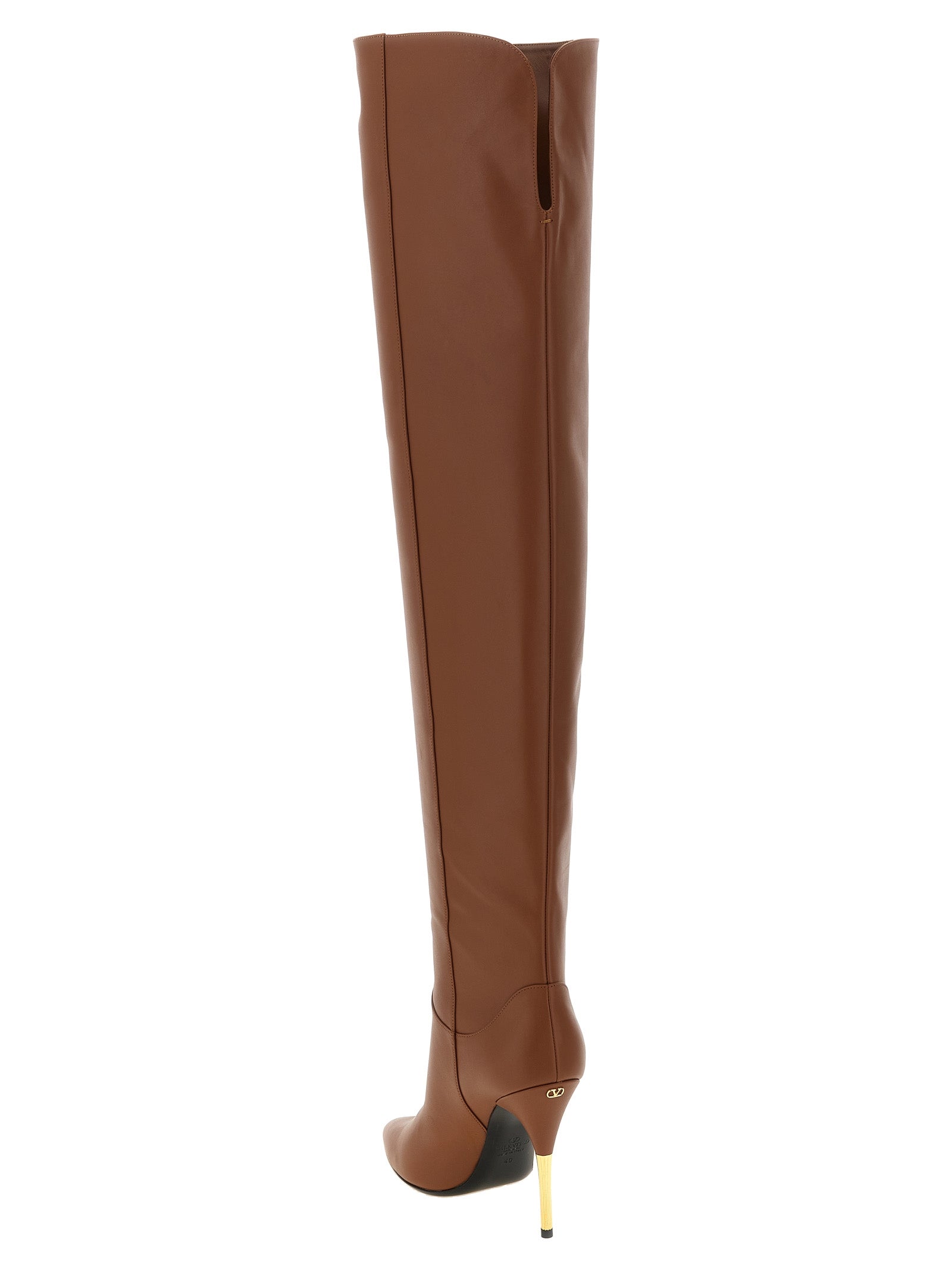 Valentino Garavani Brown Calfskin Over The Knee Boots