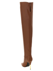 Valentino Garavani Brown Calfskin Over The Knee Boots