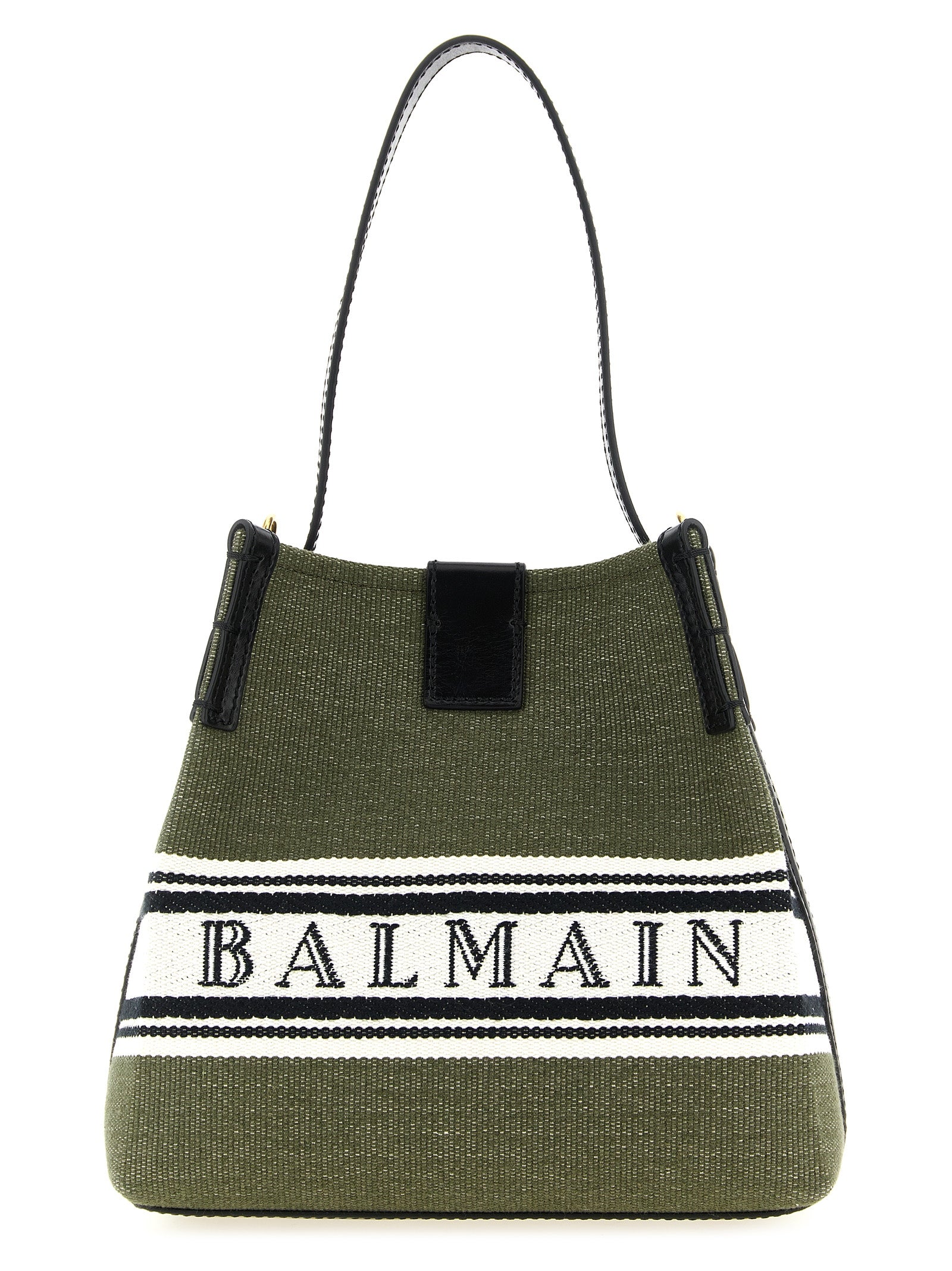 Balmain Green Cotton Bucket Bag