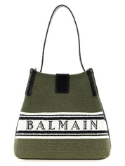 Balmain Green Cotton Bucket Bag