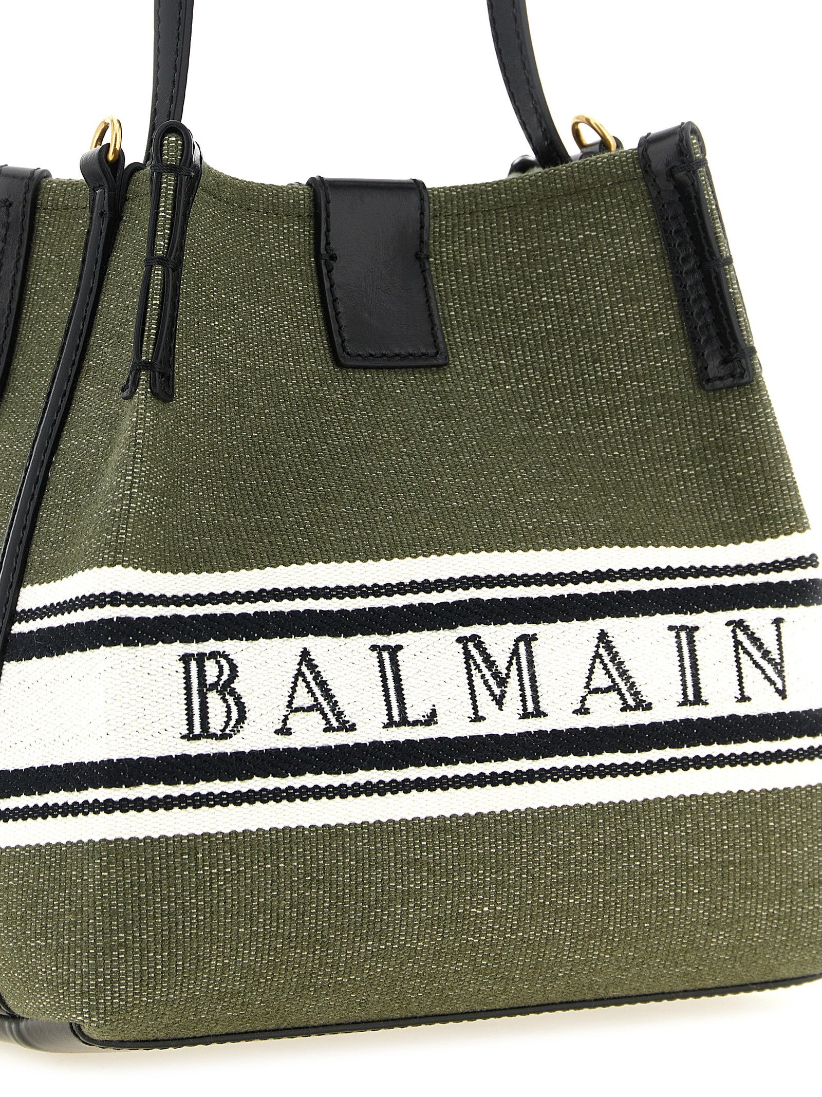 Balmain Green Cotton Bucket Bag