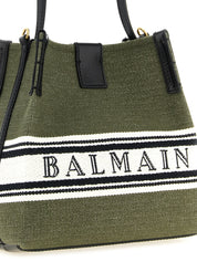 Balmain Green Cotton Bucket Bag