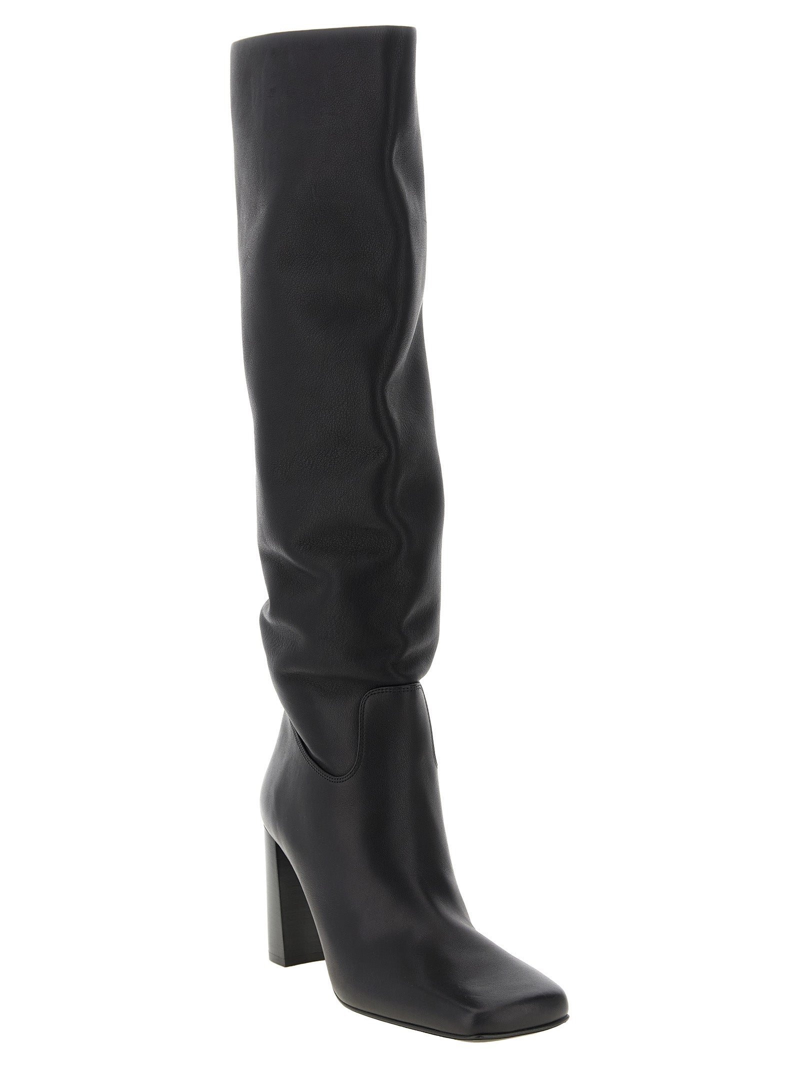 Khaite Black Calfskin Over The Knee Boots