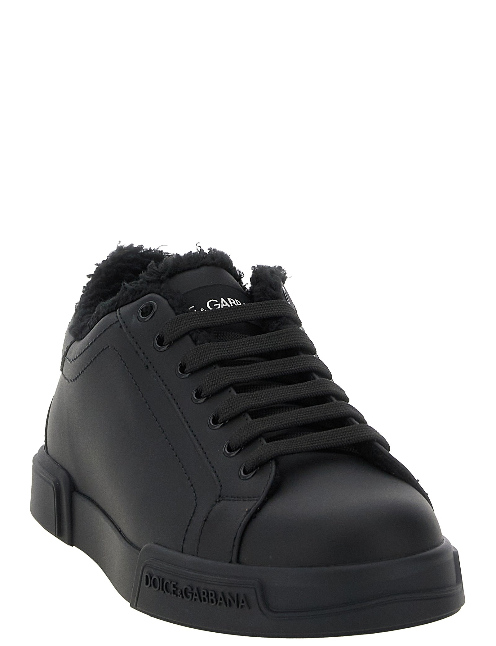 Dolce & Gabbana Black Calfskin Low Top Sneakers