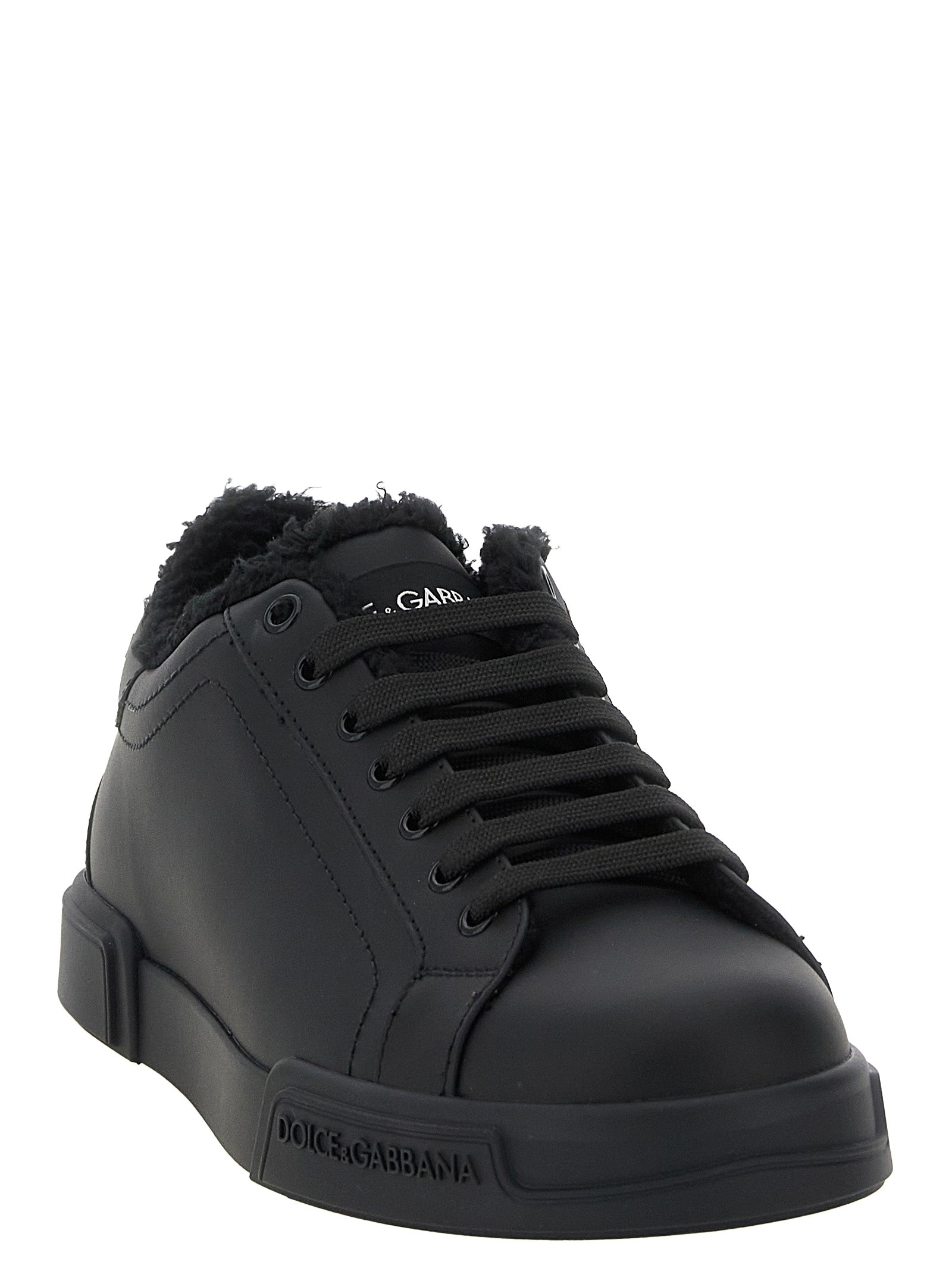Dolce & Gabbana Black Calfskin Low Top Sneakers