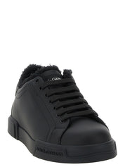 Dolce & Gabbana Black Calfskin Low Top Sneakers