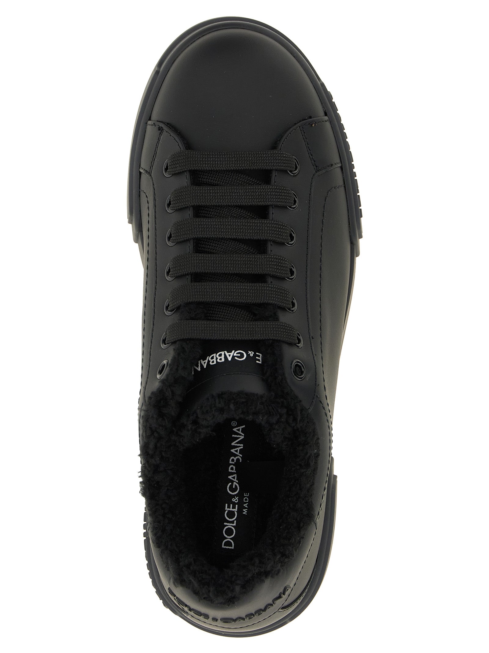 Dolce & Gabbana Black Calfskin Low Top Sneakers