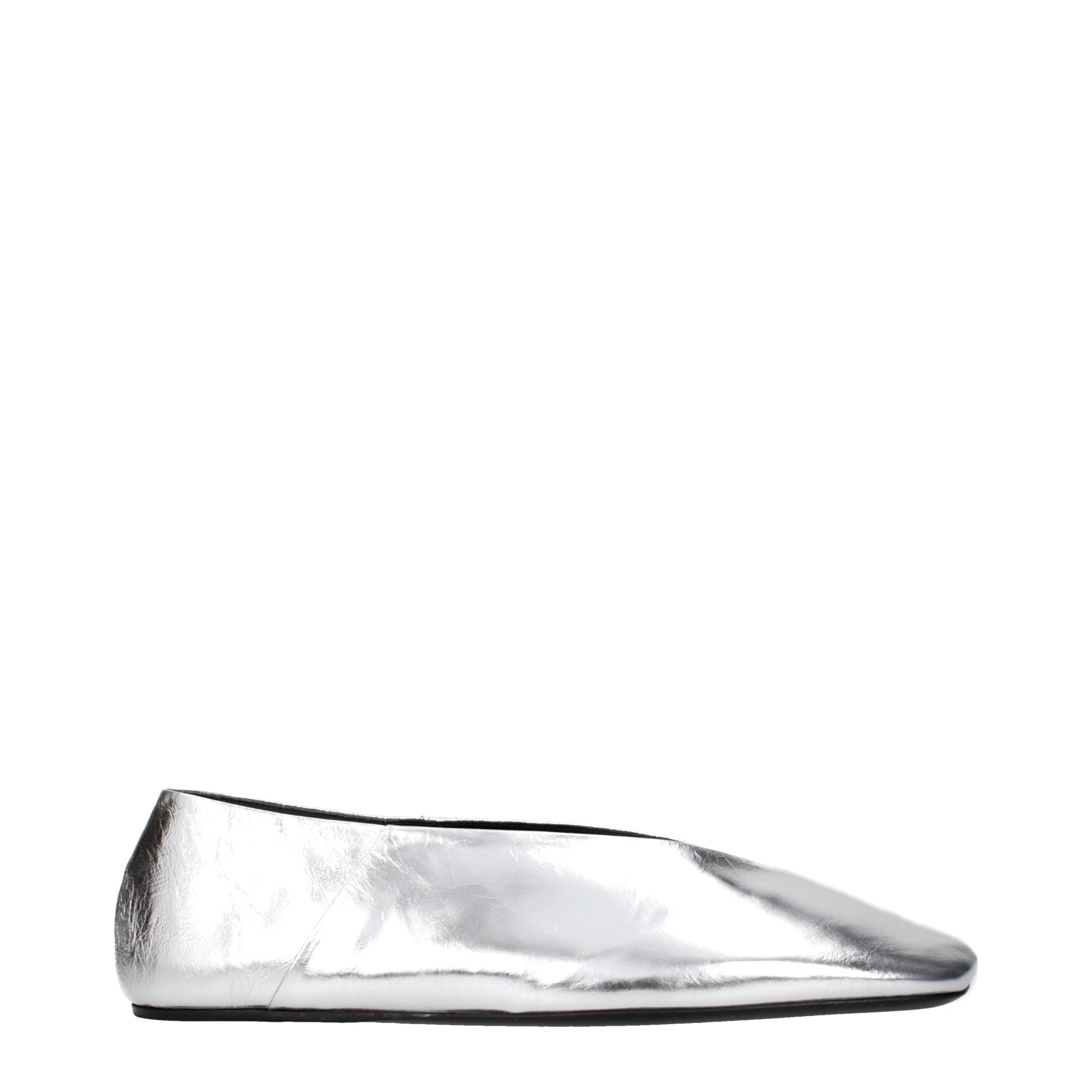 Jil Sander Silver Leather Ballet Flats