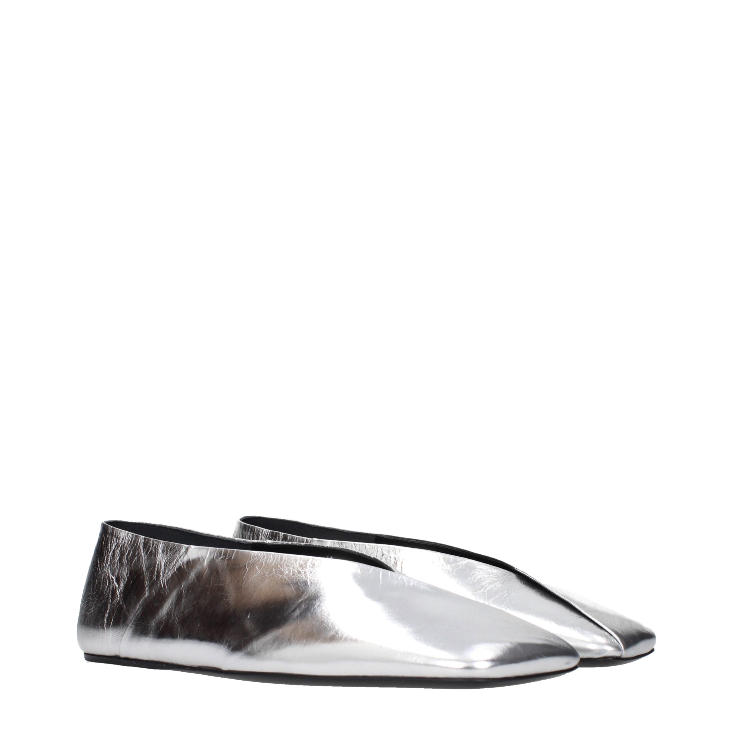 Jil Sander Silver Leather Ballet Flats