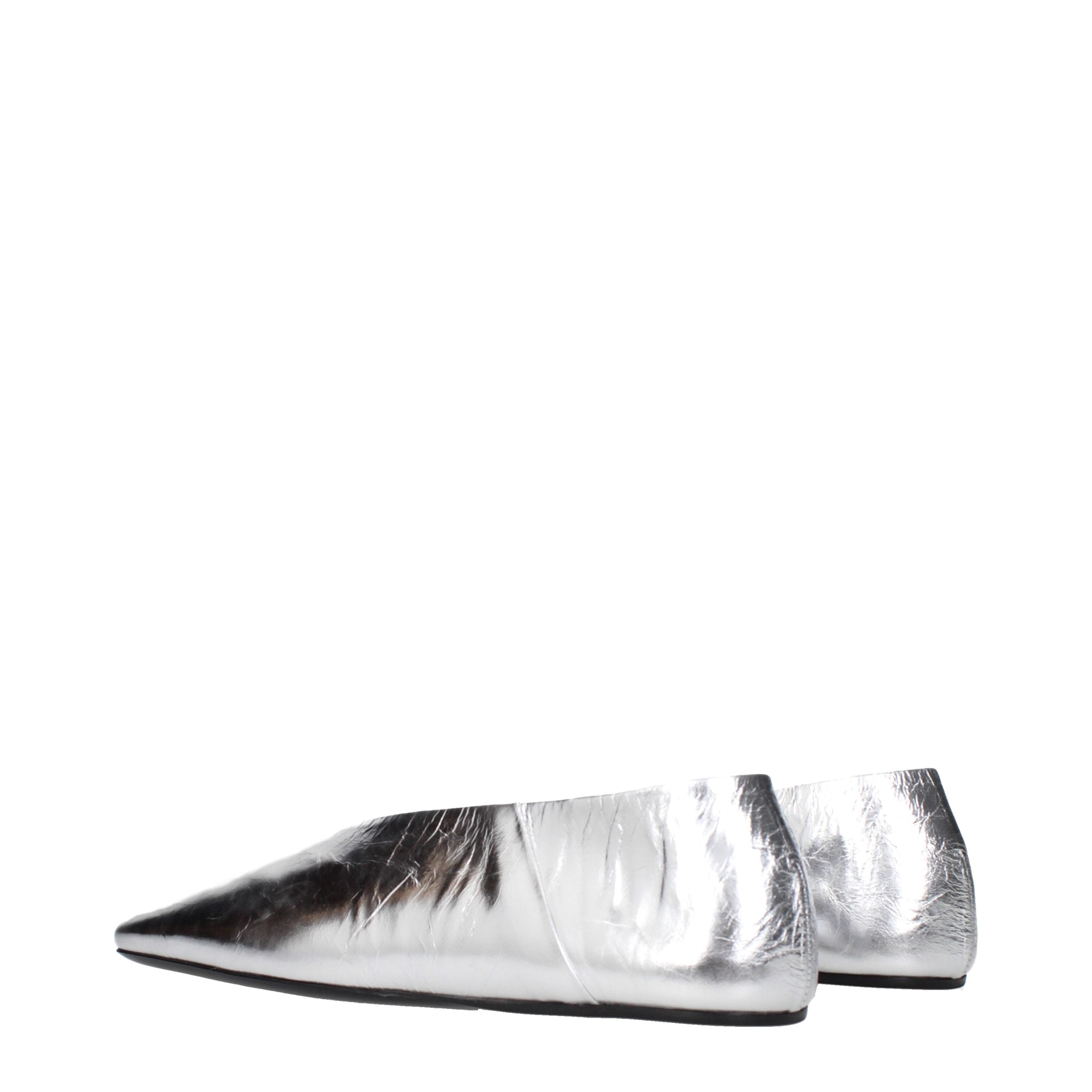 Jil Sander Silver Leather Ballet Flats