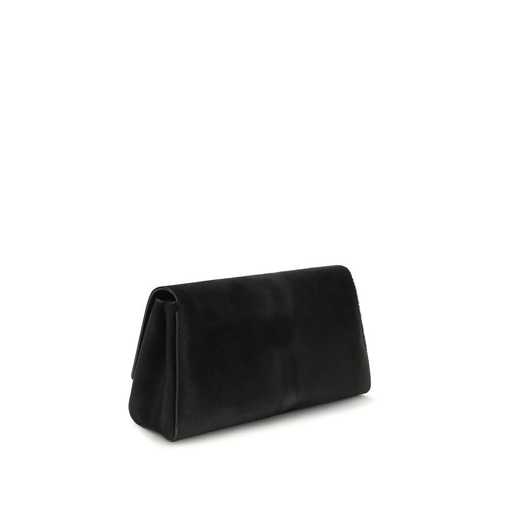 Khaite Black Calf Leather Clutch Bag