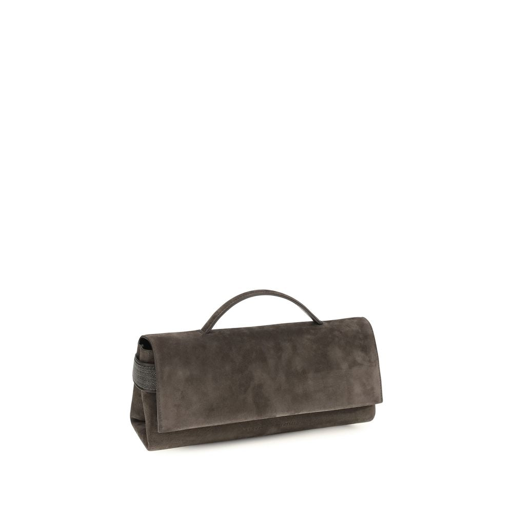 Brunello Cucinelli Brown Suede Clutch Bag
