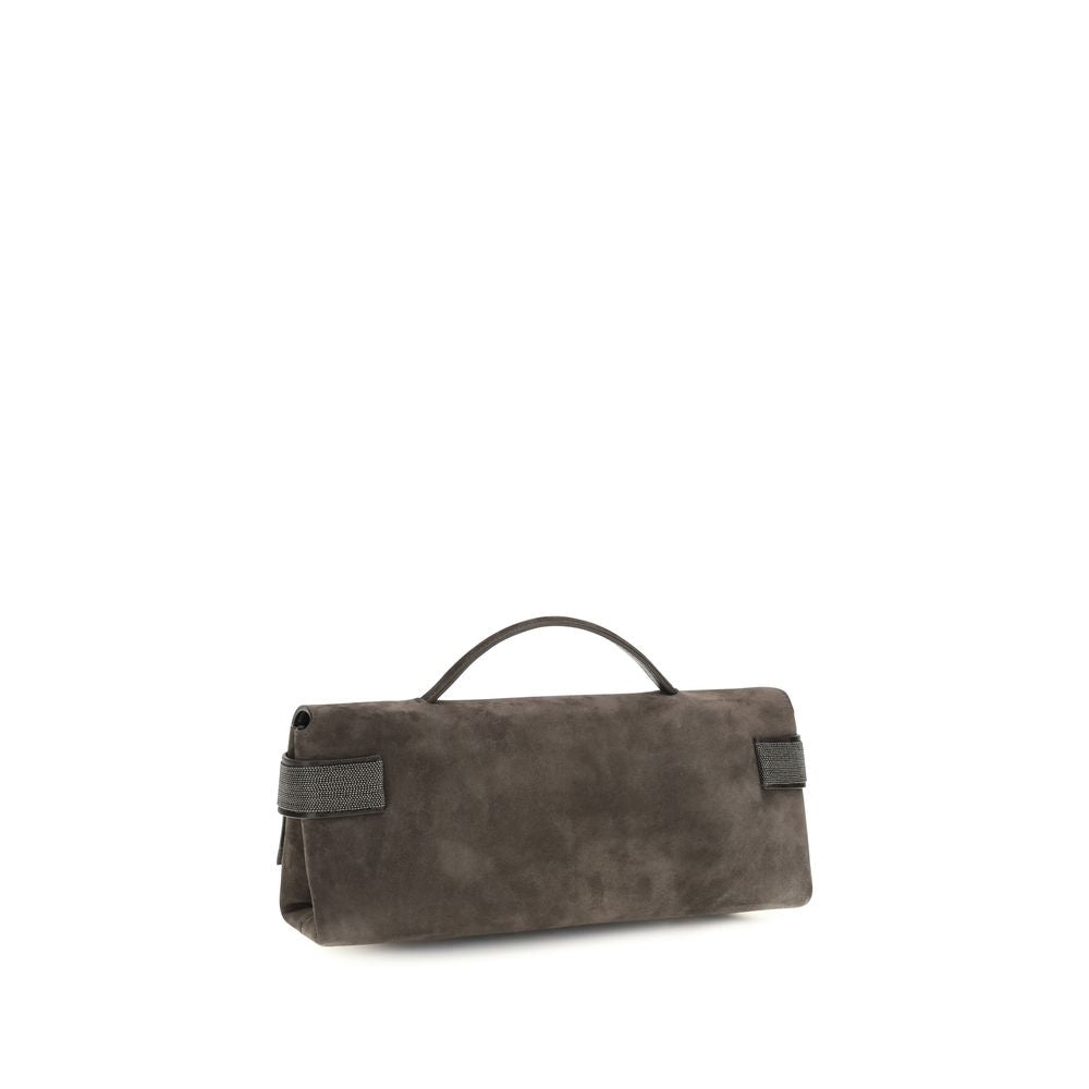 Brunello Cucinelli Brown Suede Clutch Bag