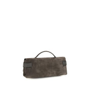 Brunello Cucinelli Brown Suede Clutch Bag