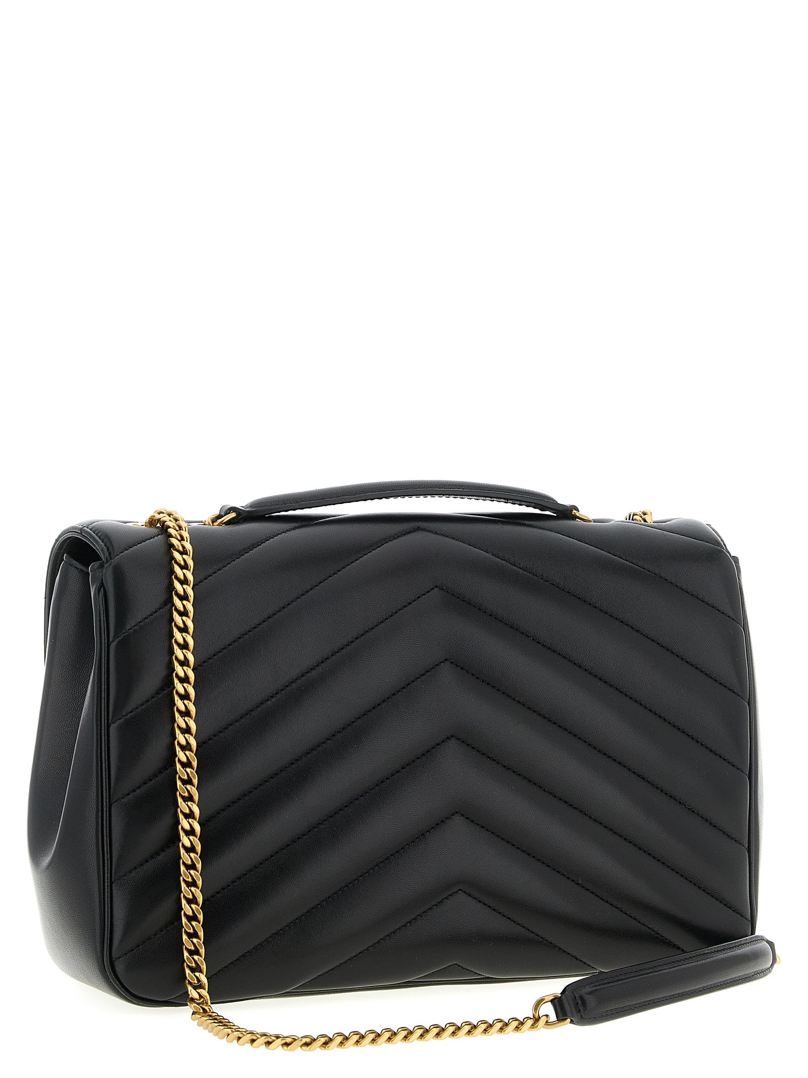 Saint Laurent Black Lambskin Shoulder Bags